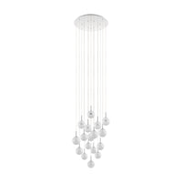 Thumbnail for Montefio 17 Light 85W LED Chrome Pendant Light with Crystals in a Clear Glass in Warm White