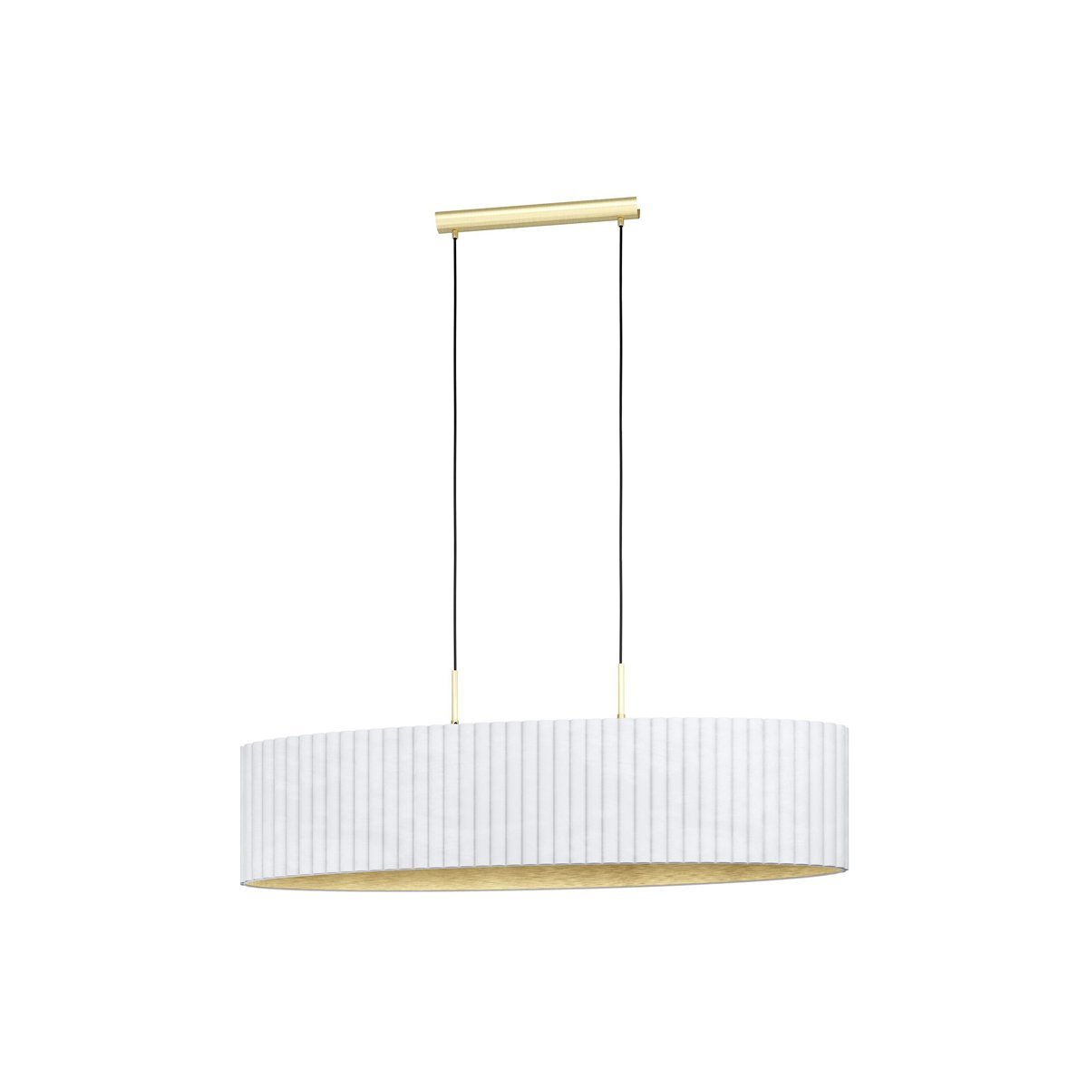 Tamaresco 2 Light White Velvet & Brushed Brass Oval Pendant Light