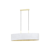 Thumbnail for Tamaresco 2 Light White Velvet & Brushed Brass Oval Pendant Light