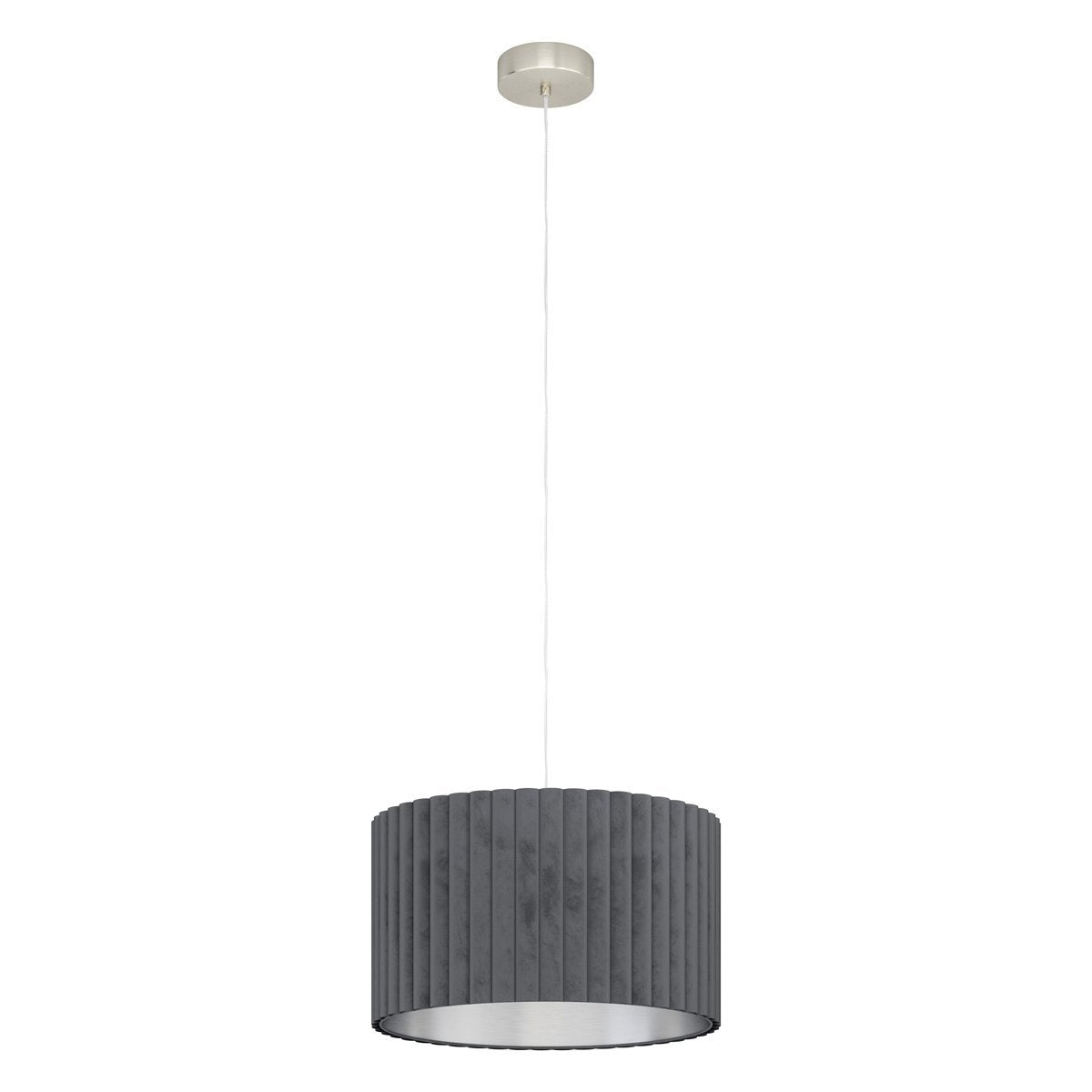 Tamaresco 380mm Velvet Grey & Satin Nickel Pendant Light