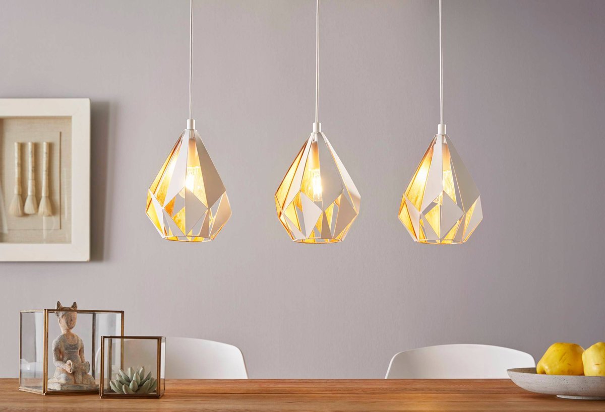 Carlton 3 Light White & Gold Pendant Light