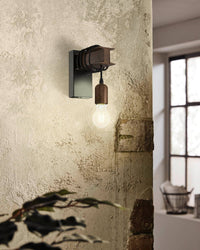 Thumbnail for Townshend 1 Light Wall Light in Black & Antique Brown