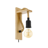 Thumbnail for Rampside Rope Wall Light in Black and Wood