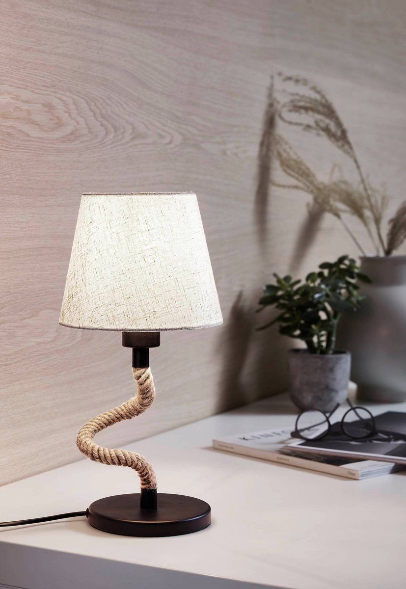 Rampside Rope Table Lamp in Black and Cream