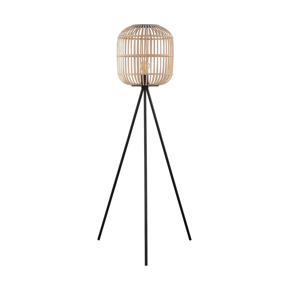 Bordesley Timber Rattan E27 Floor Lamp