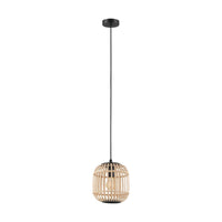 Thumbnail for Bordesley Small 1 Light Timber Rattan E27 Pendant Light