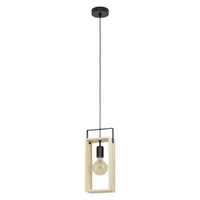 Thumbnail for Famborough 1 Light Natural Wood and Black Pendant Light