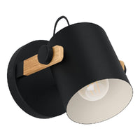 Thumbnail for Hornwood Wall Light 1X28W E27 Black/Light Wood Fascade