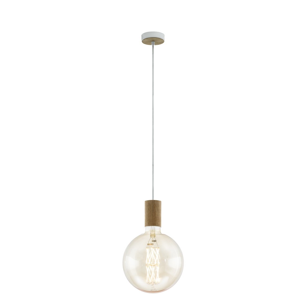 Tavistock 1 Light Pendant Light in Cream & Oak