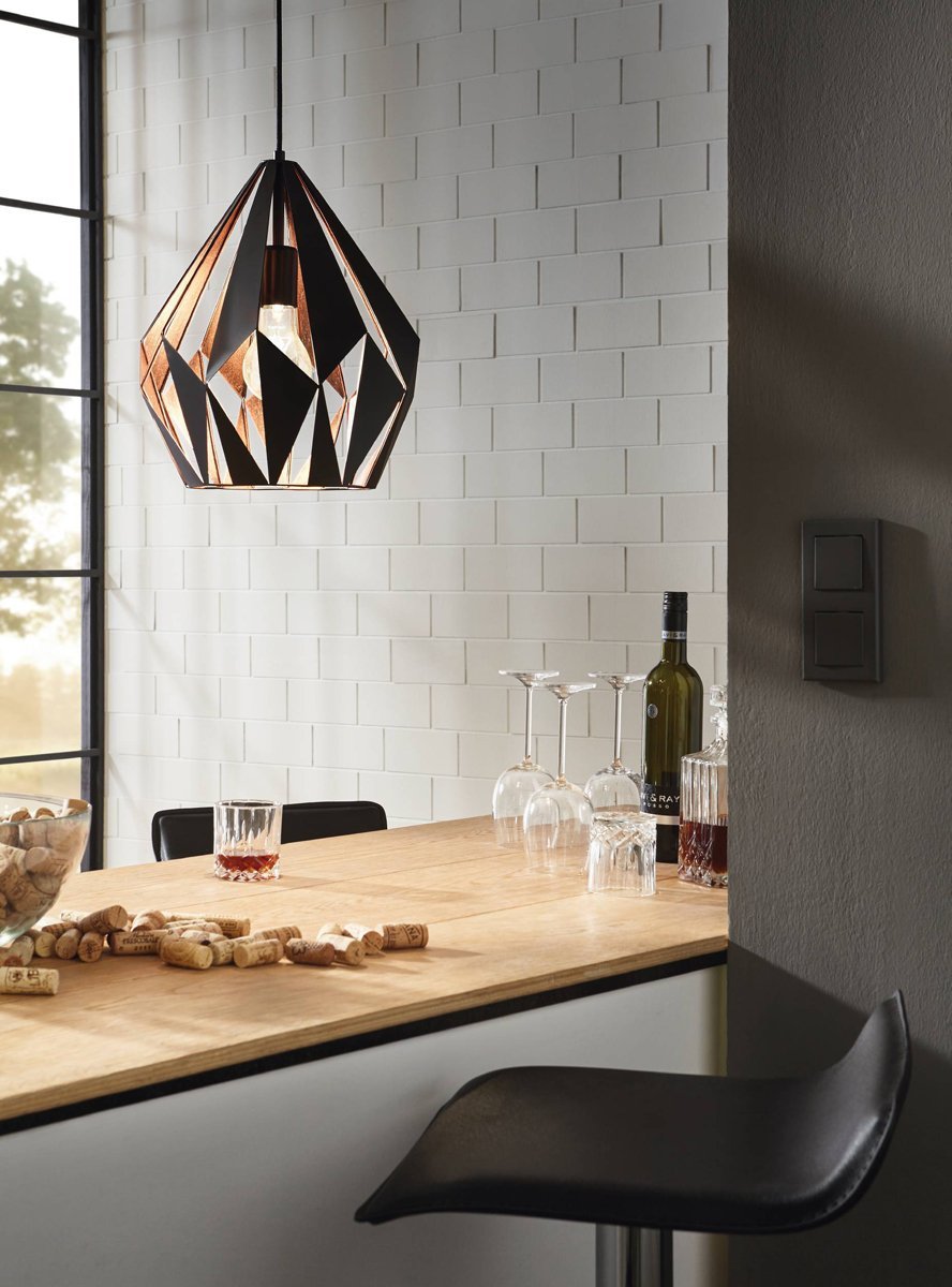 Carlton 310mm 1 Light Black & Copper Pendant Light