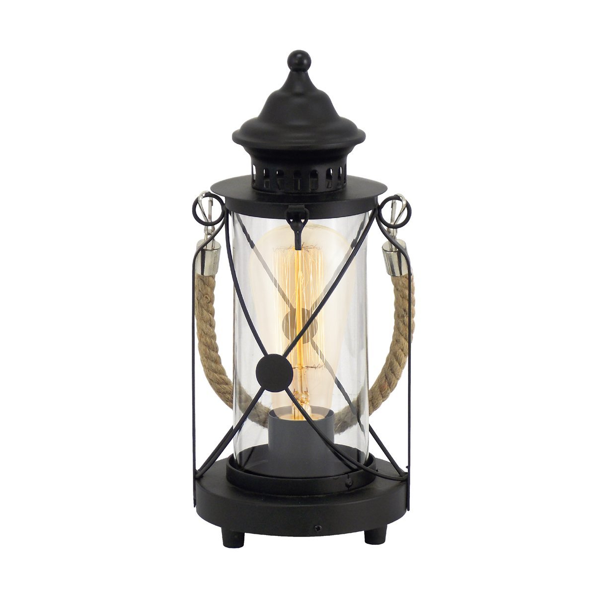 Bradford Traditional Table Lamp in Black with Rope