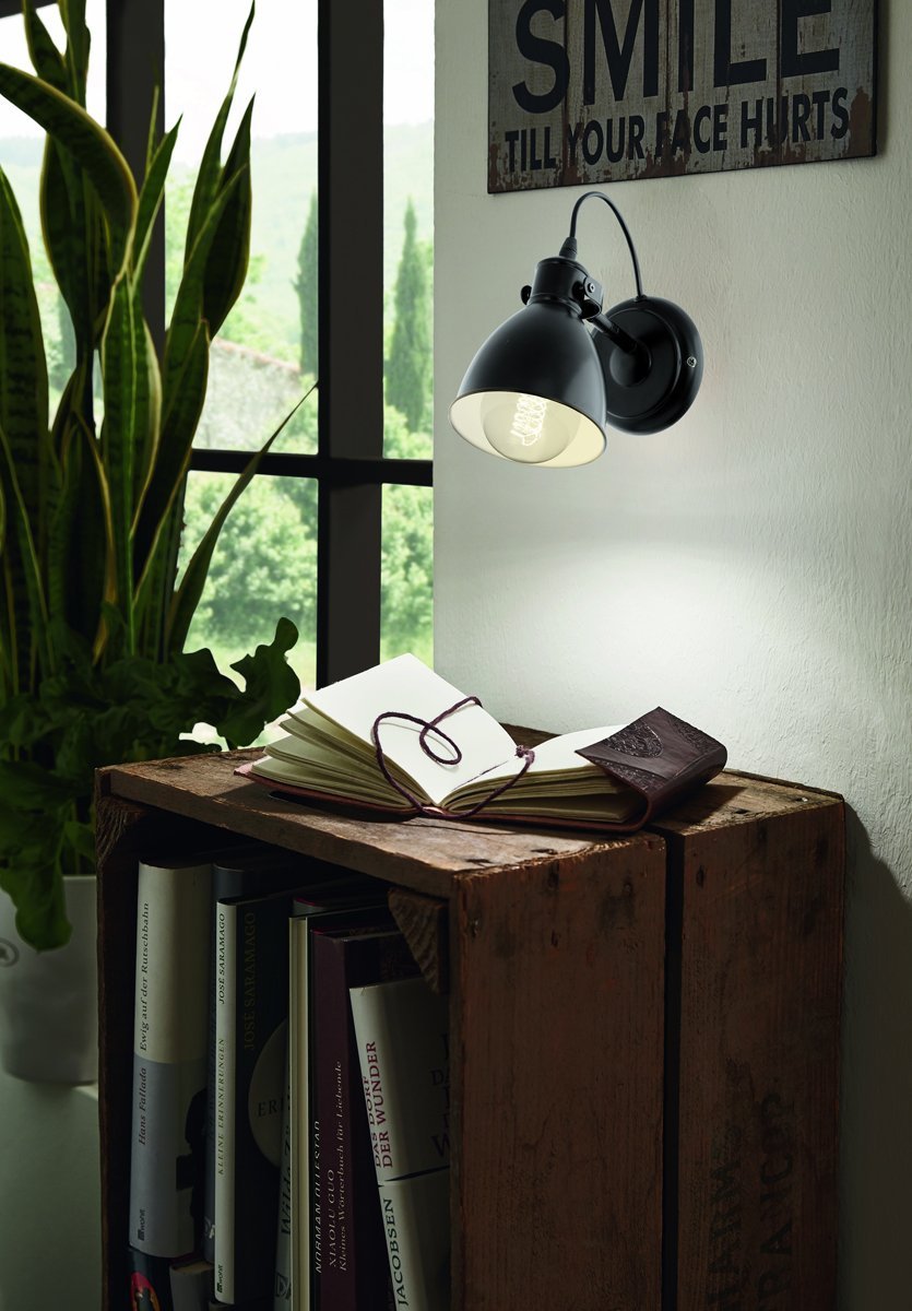 Priddy Industrial Wall Light in Black