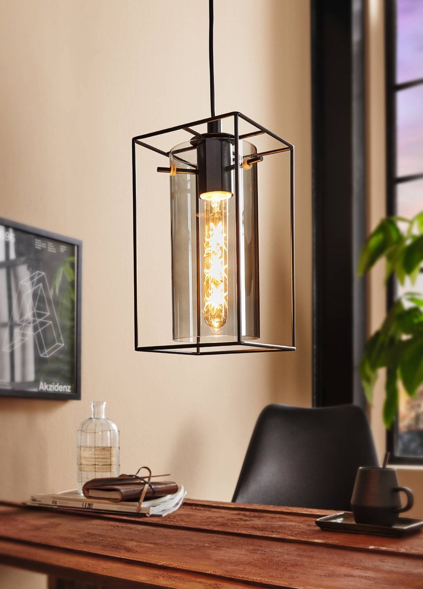 Loncino 1 Light Black with Smoked Glass Pendant Light