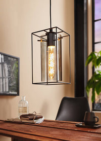 Thumbnail for Loncino 1 Light Black with Smoked Glass Pendant Light
