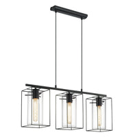 Thumbnail for Loncino 3 Light Black with Smoked Glass Pendant Light