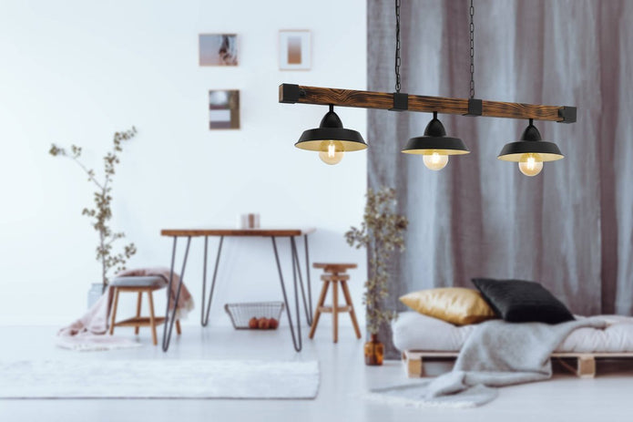 Oldbury 3 Light Rustic Brown Wood Pendant Light