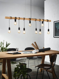 Thumbnail for Townshend 9 Light Pendant Light in Black & Timber