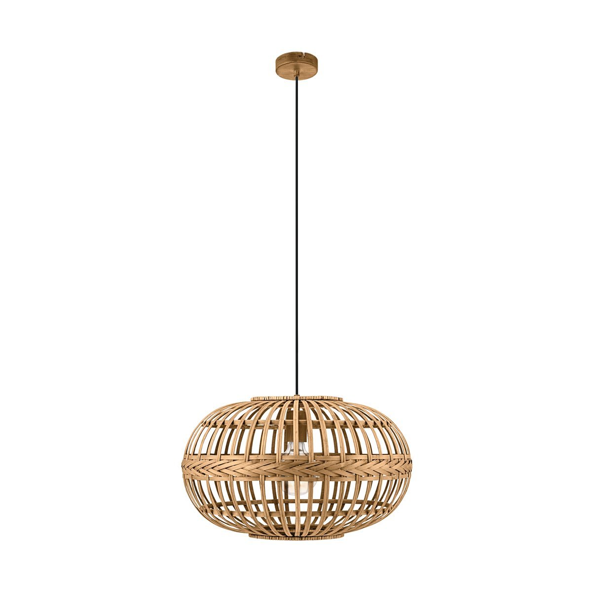 Amsfield 1 Light Oval Wicker Brown Pendant Light