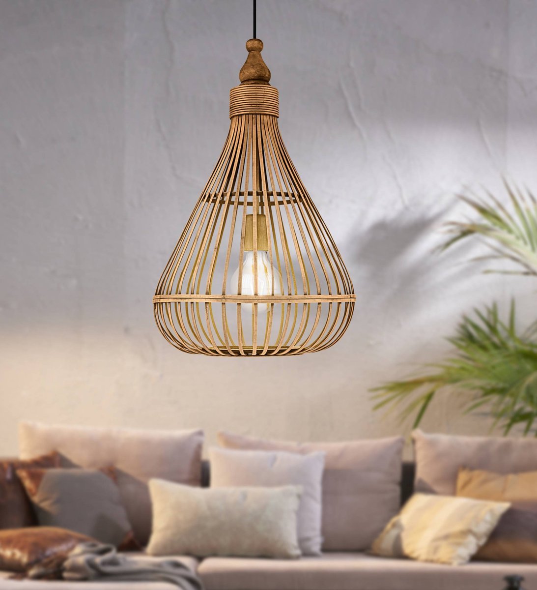 Amsfield 1 Light Teardrop Wicker Brown Pendant Light