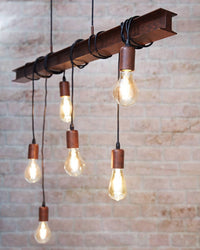 Thumbnail for Townshend 6 Light Pendant Light in Black & Antique Brown