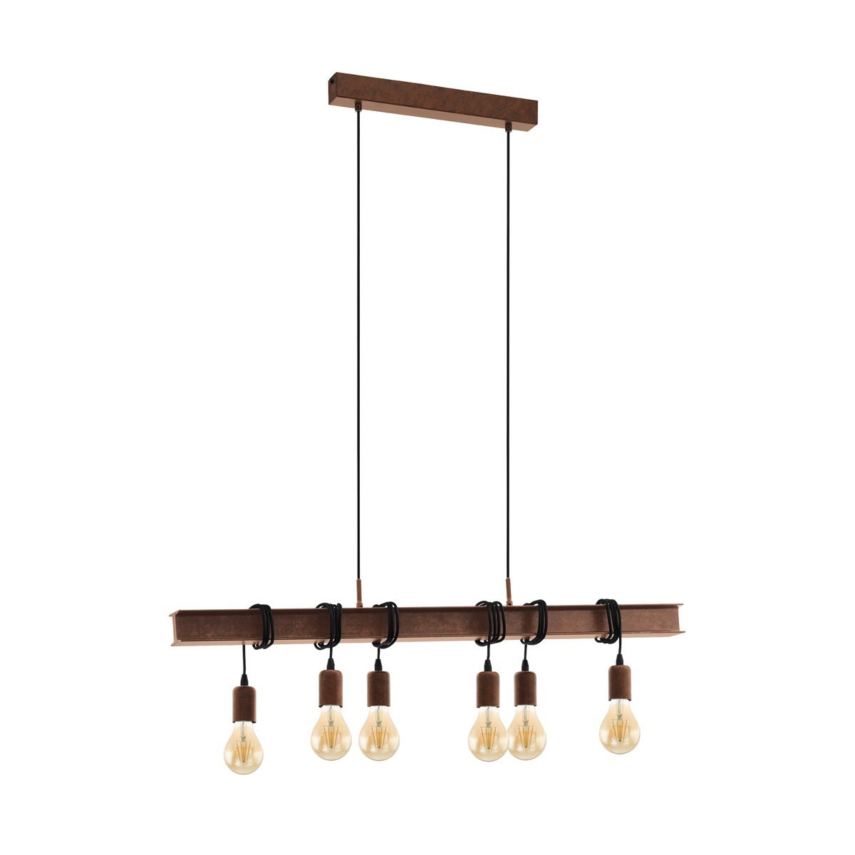 Townshend 6 Light Pendant Light in Black & Antique Brown