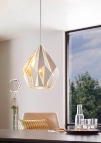 Thumbnail for Carlton 310mm 1 Light White & Gold Pendant Light
