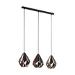 Carlton 3 Light Black & Copper Pendant Light