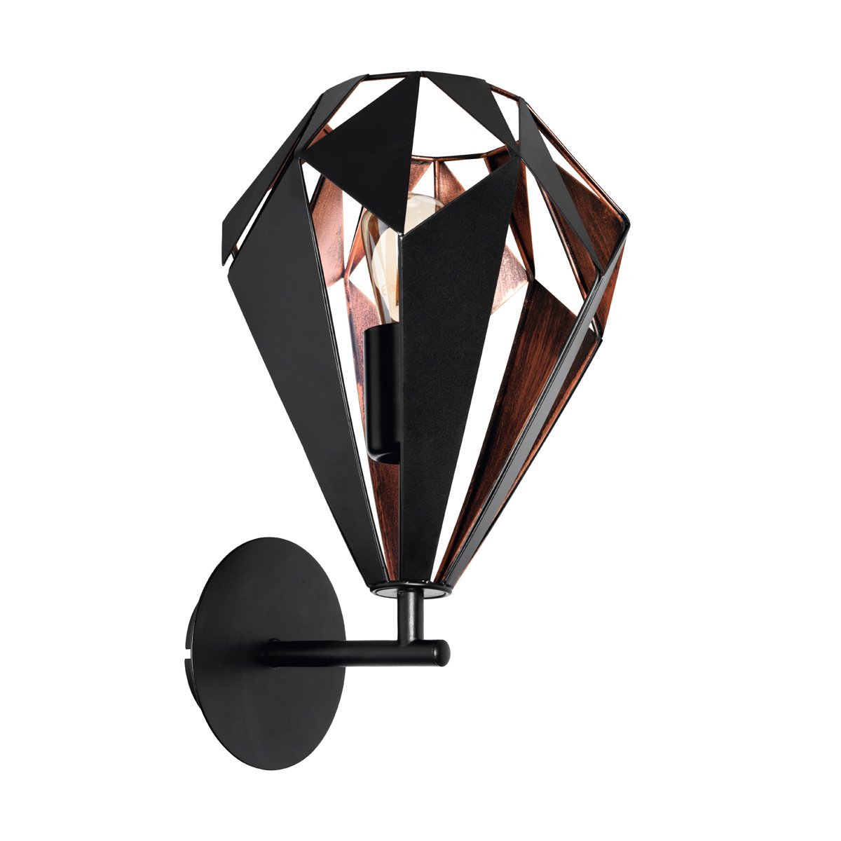 Carlton 1 Light Black & Copper Wall Light