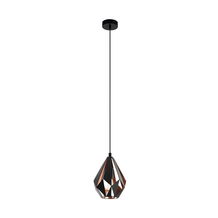 Carlton 205mm 1 Light Black & Copper Pendant Light