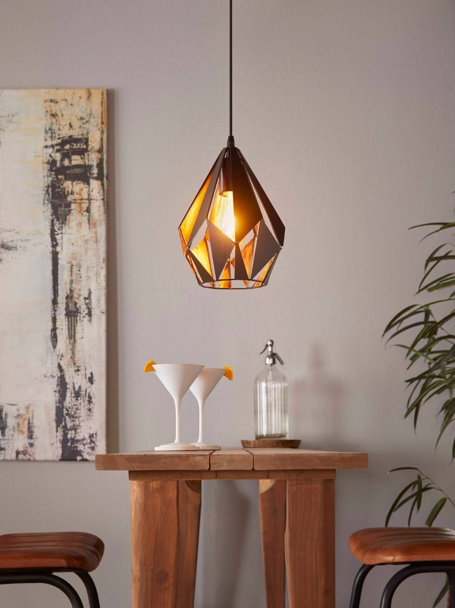 Carlton 205mm 1 Light Black & Copper Pendant Light