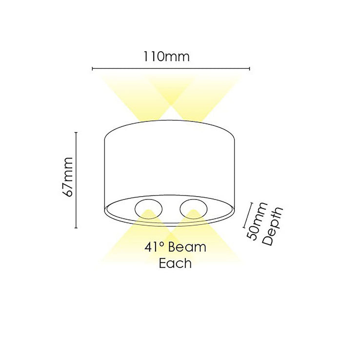 Opula 2 Black 4 x 1W 5000K IP54 Wall Light