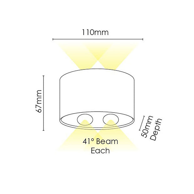Opula 2 White 4 x 1W 3000K IP54 Wall Light
