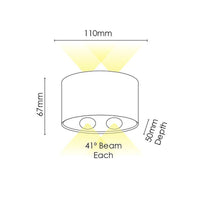 Thumbnail for Opula 2 White 4 x 1W 5000K IP54 Wall Light