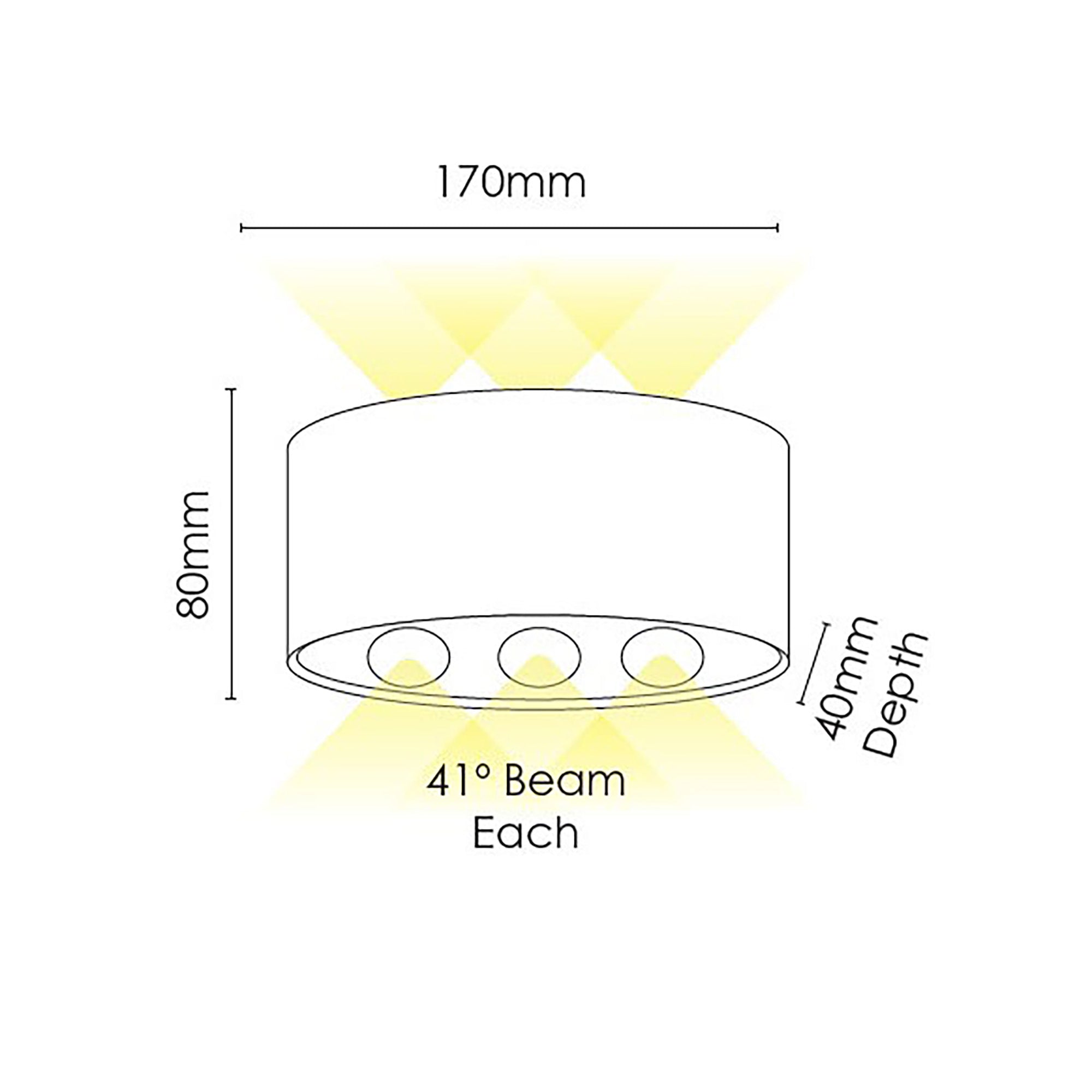 Opula 3 White 6 x 1W 5000K IP54 Wall Light