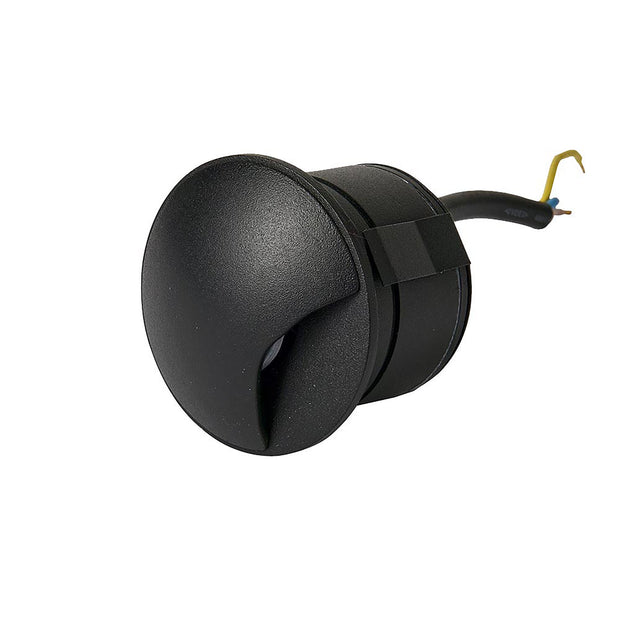Kroll 1 Black 3W 12V 5000K IP65 Round 1-Way Step Light