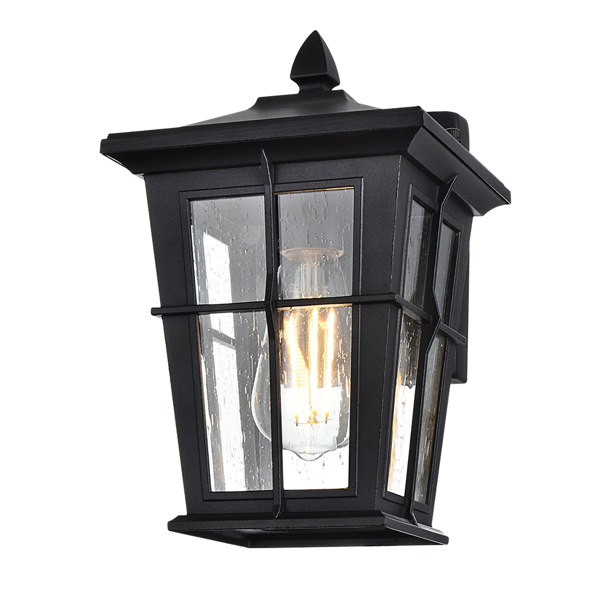 Eden Black with Stippled Glass IP44 Exterior Wall Light