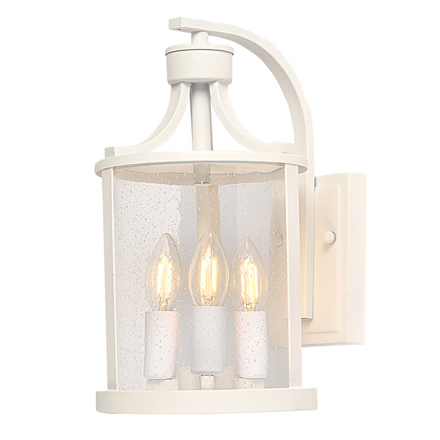 Melton White with Stippled Glass IP23 Exterior Wall Light
