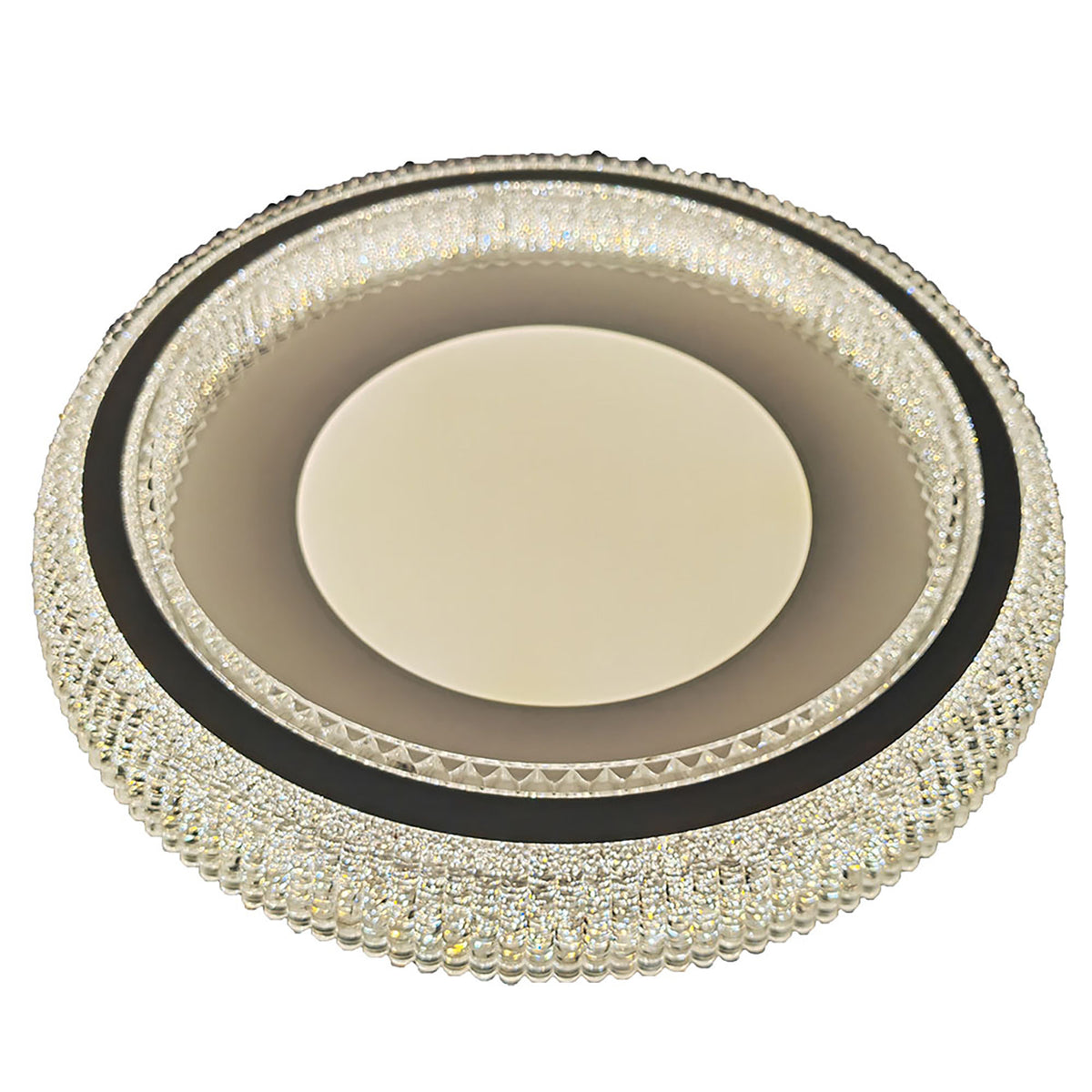 Trilliant White with Crystal look Diffuser 38w CCT LED Oyster Light