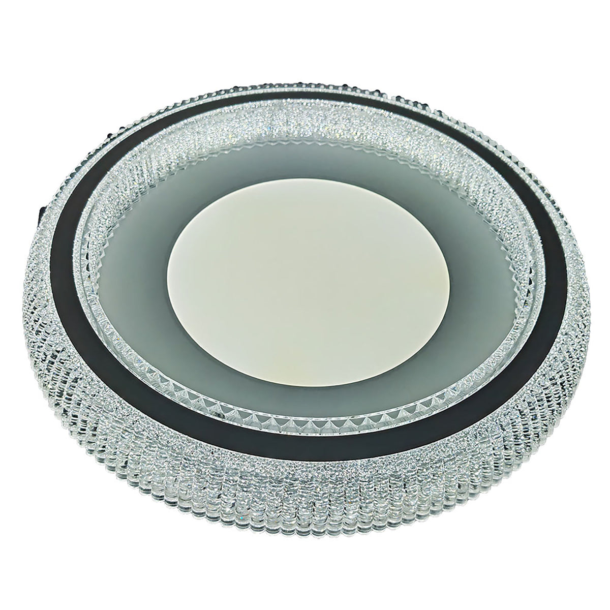 Trilliant White with Crystal look Diffuser 38w CCT LED Oyster Light