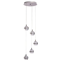 Thumbnail for POD 5 Light Cool White LED Pendant Light in Chrome with Glass