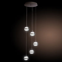 Thumbnail for POD 5 Light Cool White LED Pendant Light in Chrome with Glass