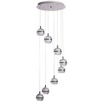 Thumbnail for POD 8 Light Cool White LED Pendant Light in Chrome with Glass