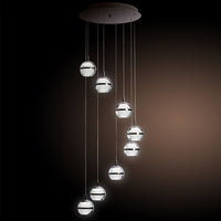 Thumbnail for POD 8 Light Cool White LED Pendant Light in Chrome with Glass