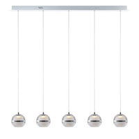 Thumbnail for POD 5 Light Cool White LED Pendant Bar Light in Chrome with Glass