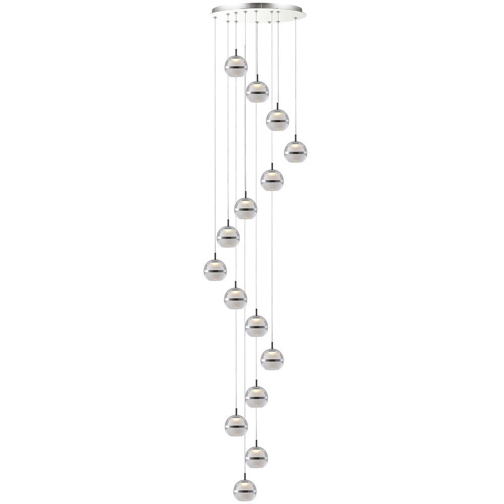 POD 15 Light Cool White LED Pendant Light in Chrome with Glass