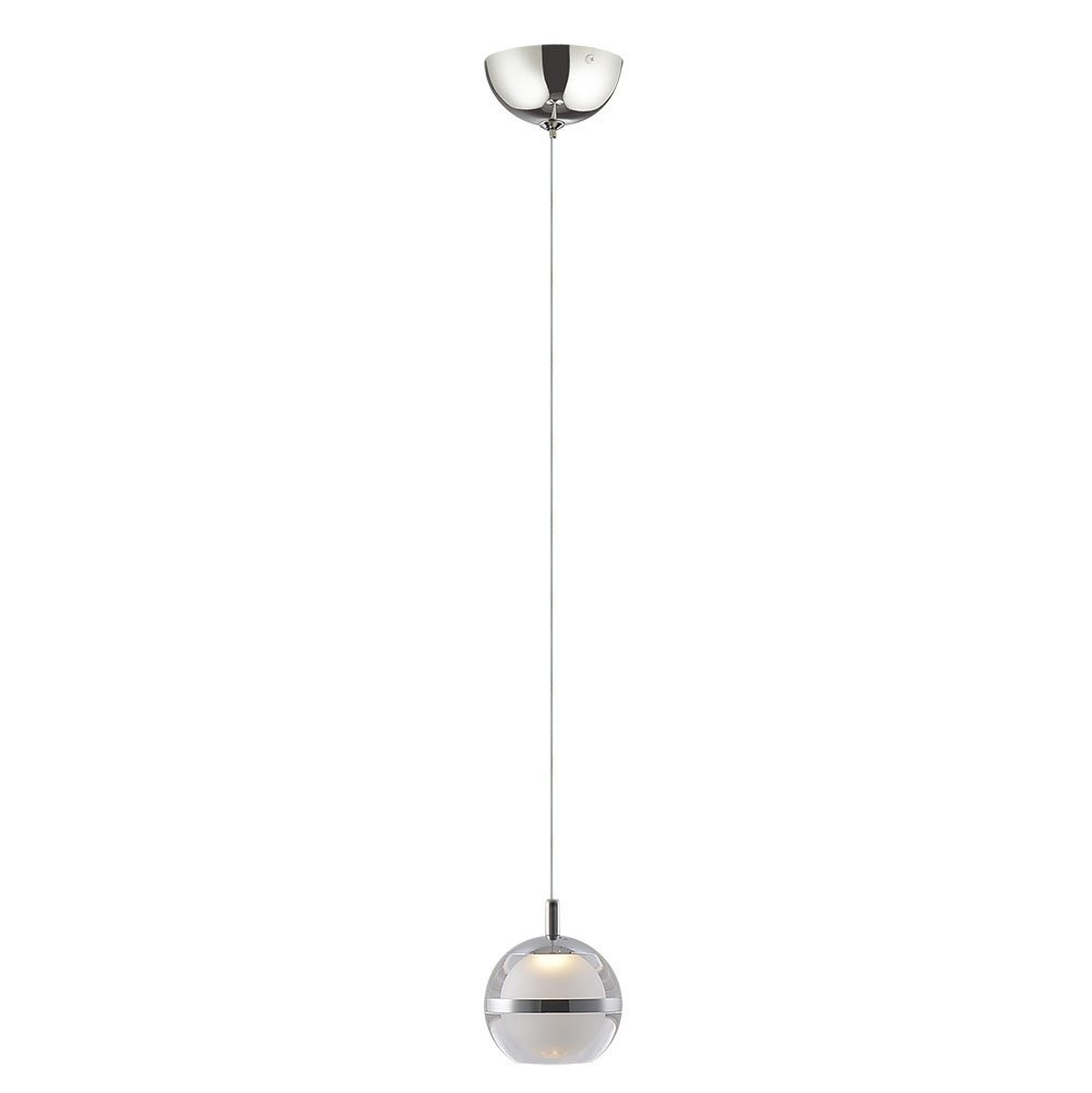 POD 1 Light Warm White LED Pendant Light in Chrome with Glass