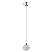 Thumbnail for POD 1 Light Warm White LED Pendant Light in Chrome with Glass