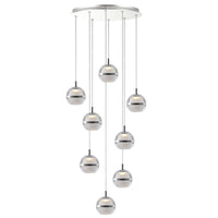 Thumbnail for POD 8 Light Warm White LED Pendant Light in Chrome with Glass