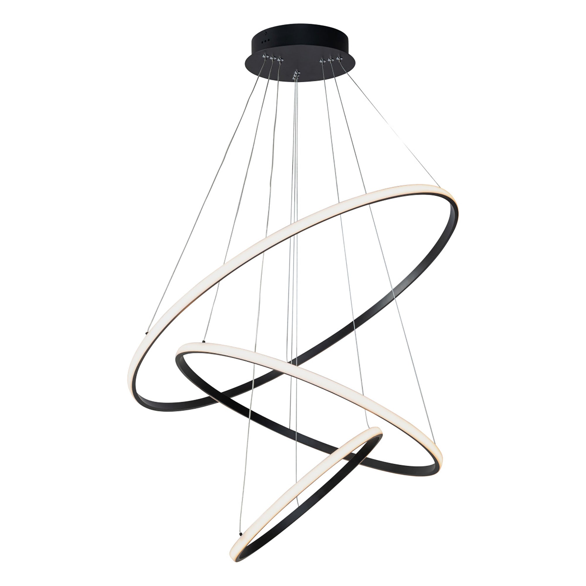 Crown Black 100W 3000K 3 Ring LED Pendant