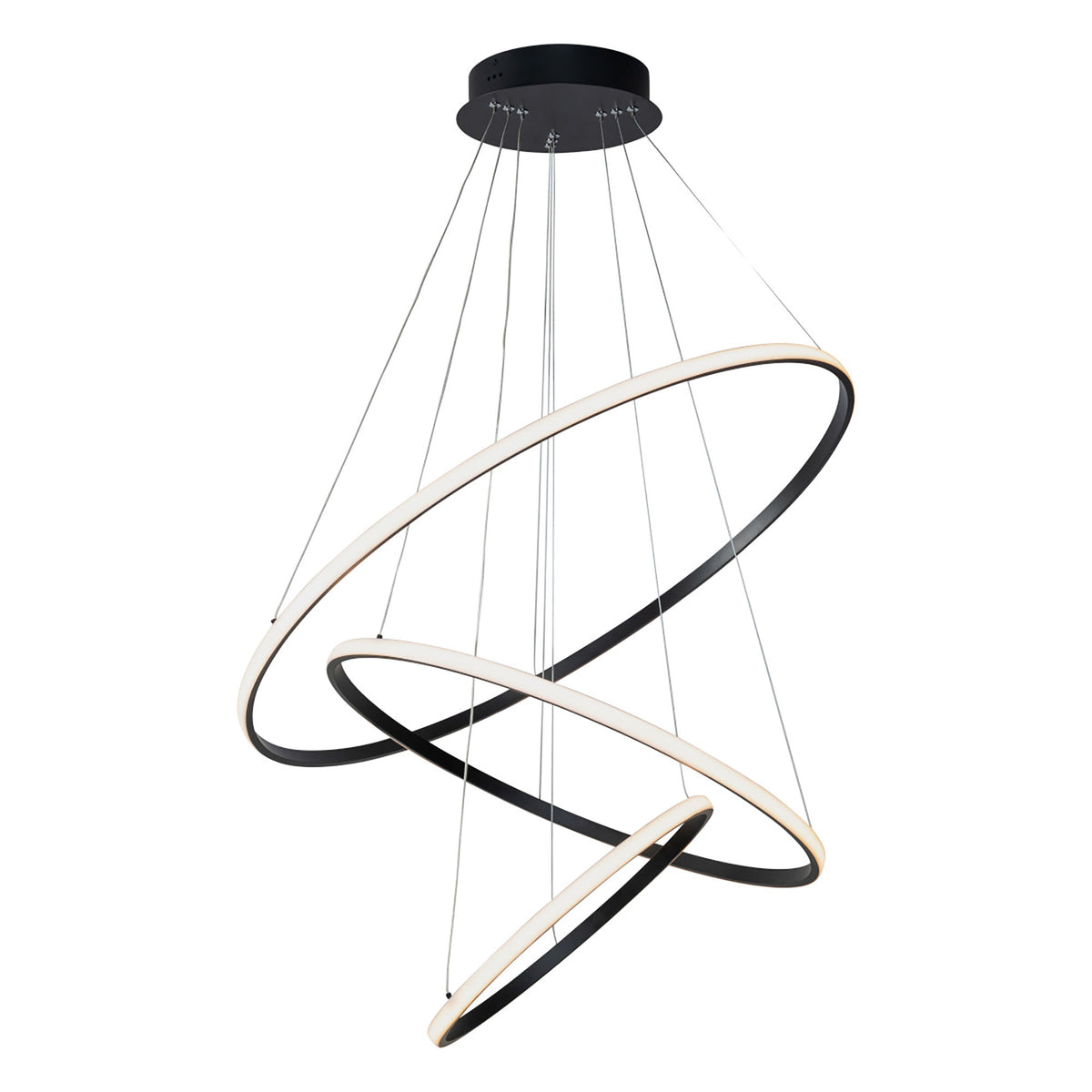Crown Black 100W 3000K 3 Ring LED Pendant